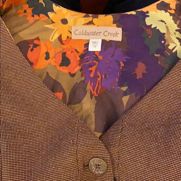 SALE Tweed vest floral lining 14 Coldwater Creek NWOT - Picture 2 of 15